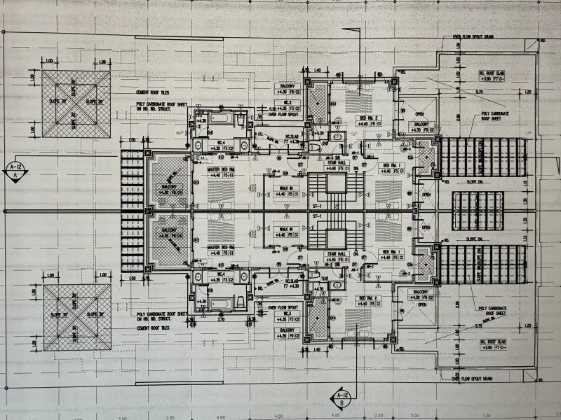 Original architectural drawing — 3-bedroom layout, sheet 1